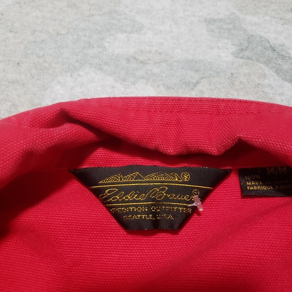 Eddie Bauer Jacket Womens Medium Red Long Sleeve Canvas Big Snap - Picture 4 of 9